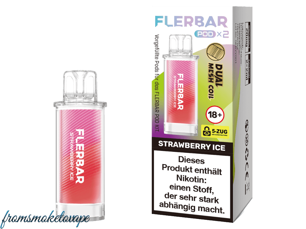 Flerbar POD Strawberry Ice E-Zigarette, 2 Stück