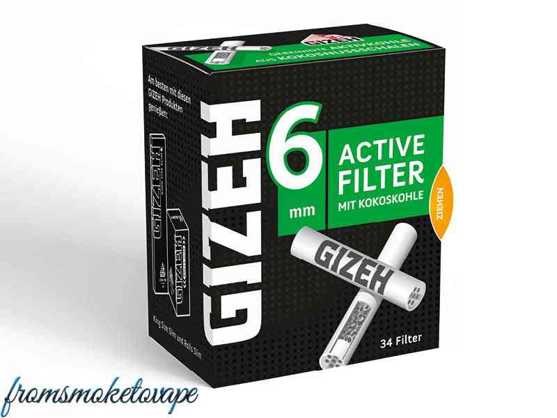 Gizeh Black Filter 6mm Aktiv-Kohle, 34 Stück Packung