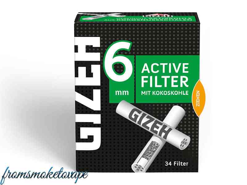 Gizeh Black Filter 6mm Aktiv-Kohle, 34 Stück Einzelpackung