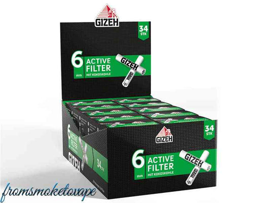 Gizeh Black Filter 6mm Aktiv-Kohle, 10 x 34 Stück Display